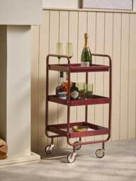 Metal Drink Trolley - Deep Cherry