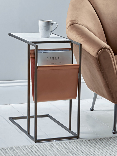 Marble Side Table with Magazine Rack - Slim - image 1