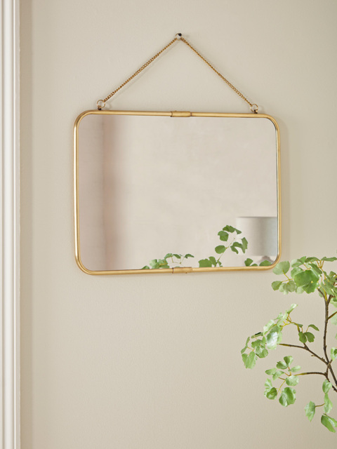 French Hanging Mirror - Antique Brass - image 1