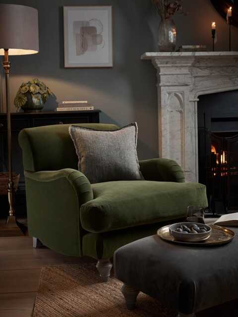 Reine Arm Chair - Soft Eau De Nil Wide Cotton Stripe - image 1