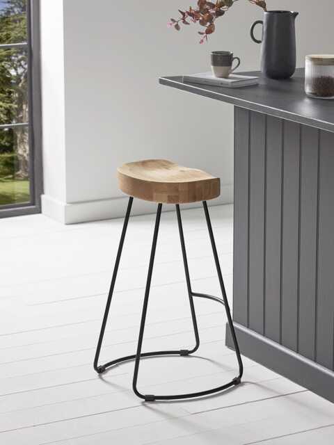 Weathered Oak & Metal Counter Stool - image 1