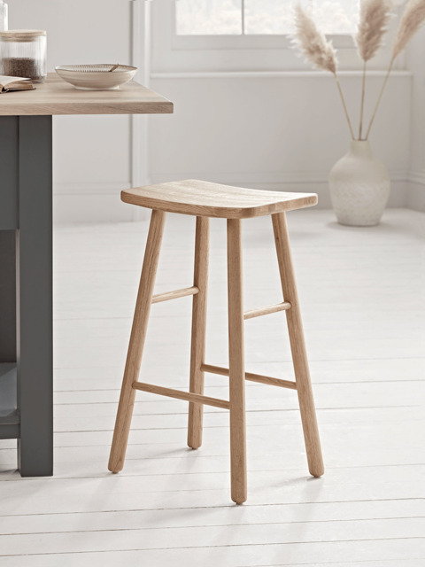 Oak Curved Topped Counter Stool - Natural - image 1