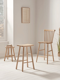 Oak Curved Topped Counter Stool - Natural - thumbnail 5