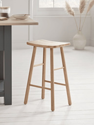Oak Curved Topped Counter Stool - Natural - thumbnail 1