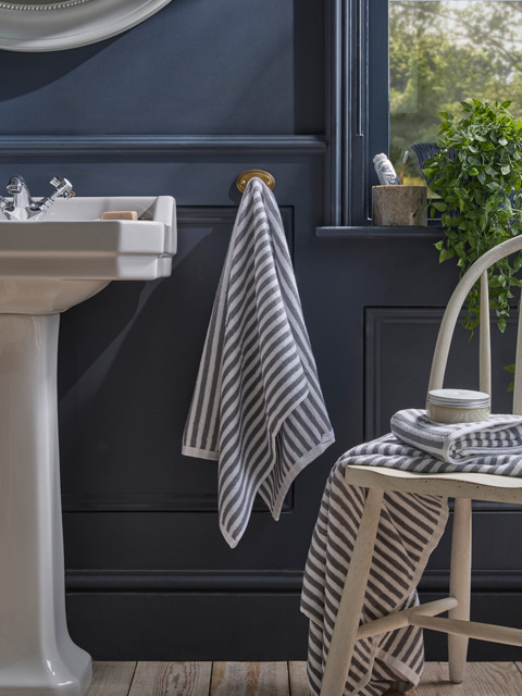 Cotton Striped Hand Towel - Cloud Grey - image 1