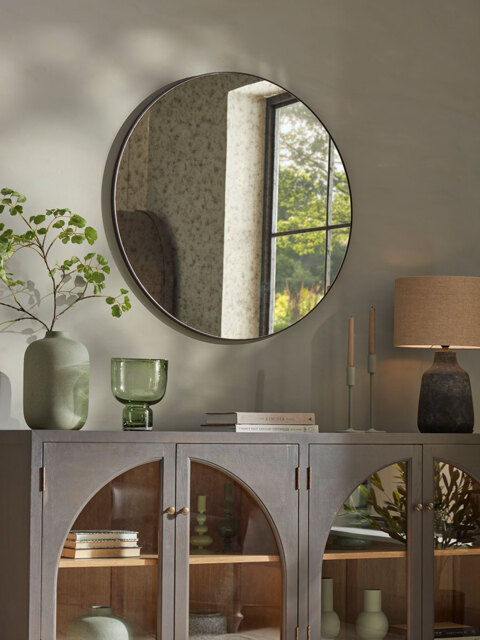 Round Antique Glass Mirror - image 1