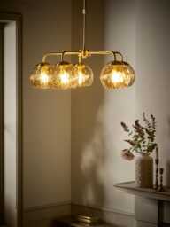 Dimpled Glass Five Arm Chandelier - thumbnail 2