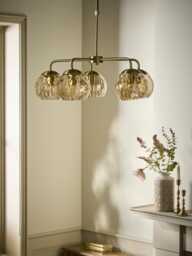 Dimpled Glass Five Arm Chandelier - thumbnail 1