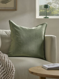 Cotton Linen Large Square Cushion Cover - Fern Green