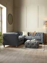 Sarnia Corner Sofa - Delicate Rose Opulent Cotton Velvet