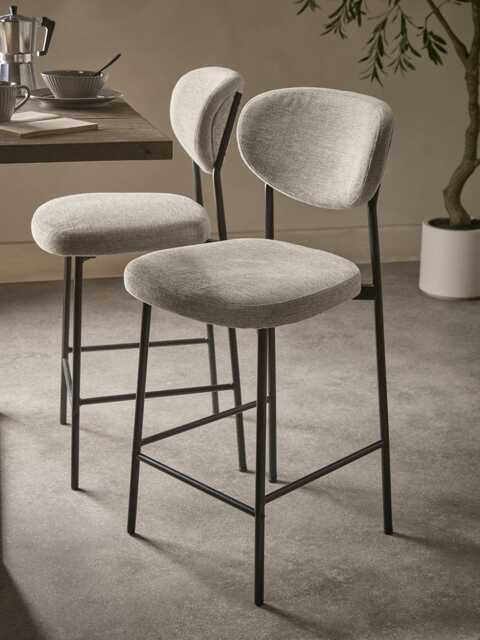 Two Boucle Counter Stools - Grey - image 1