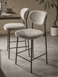 Two Boucle Counter Stools - Grey