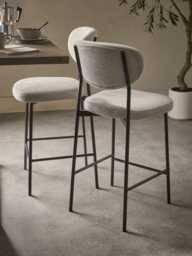Two Boucle Counter Stools - Grey - thumbnail 5
