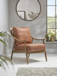 Curved Arm Mid Century Chair - Leather - thumbnail 1