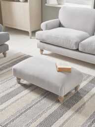 Kiruna Ottoman - Vintage Taupe Cotton Stripe - thumbnail 1