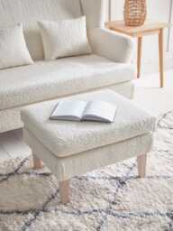 Trosa Ottoman - Soft Grey Opulent Cotton Velvet - thumbnail 1