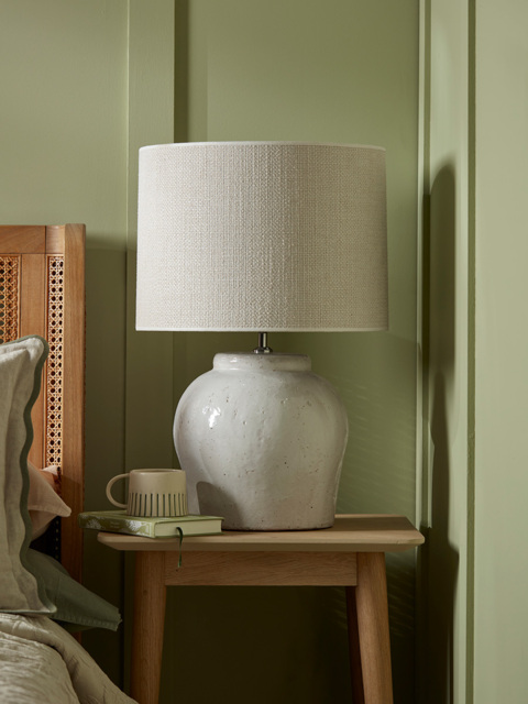 White Glazed Table Lamp - Large - image 1
