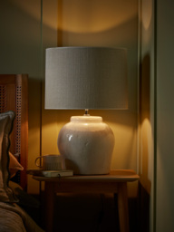 White Glazed Table Lamp - Large - thumbnail 2