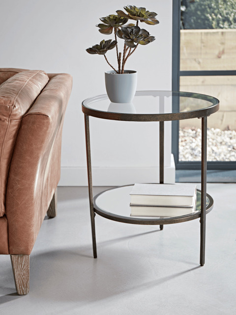 Glass Display Side Table - Aged Bronze - image 1