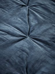 Pintucked Velvet & Cotton Linen Kingsize Quilt - Steel Blue - thumbnail 3