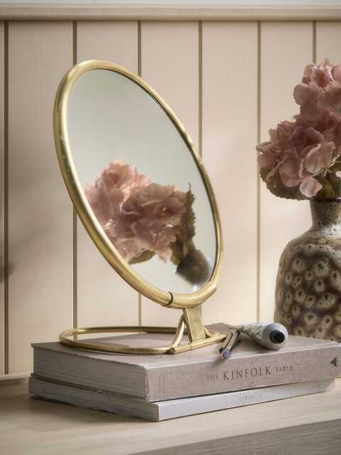 Round Brass Pedestal Mirror - Large - image 1