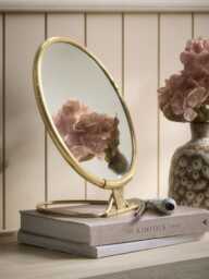 Round Brass Pedestal Mirror - Large - thumbnail 1