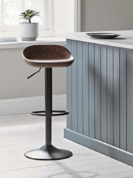 Two Faux Leather Counter Stools - Brown - thumbnail 2