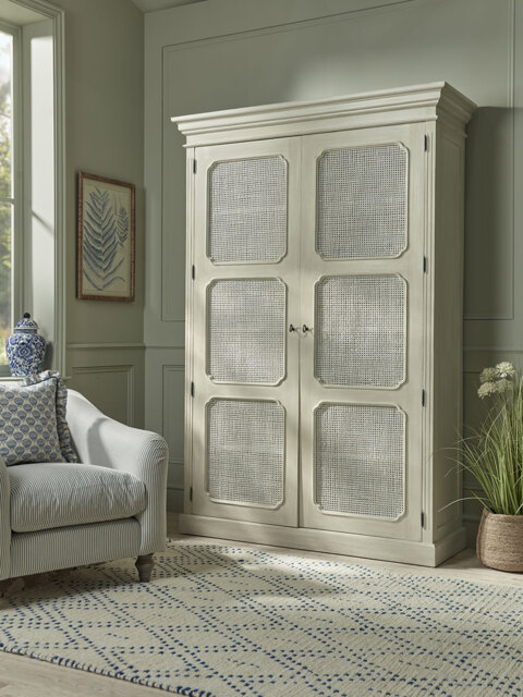 White Rattan Display Cabinet - image 1