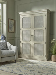 White Rattan Display Cabinet - thumbnail 1