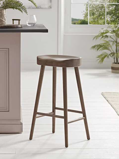 Weathered Oak Counter Stool - Walnut Effect - image 1