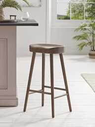 Weathered Oak Counter Stool - Walnut Effect