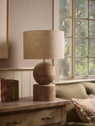 Round Wooden Table Lamp - thumbnail 1