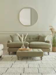 Visby Two Seater Sofa - Dusky Blue Cotton Stripe - thumbnail 1