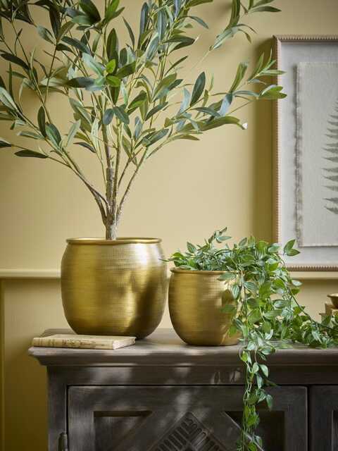 Two Embossed Planters - Brass - image 1