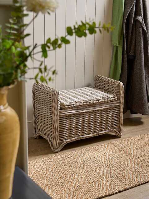 Round Rattan Storage Bench - Small - image 1