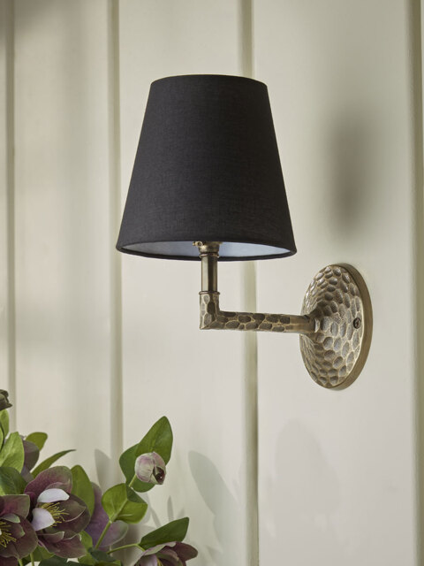 Hammered Antique Brass Wall Light - image 1