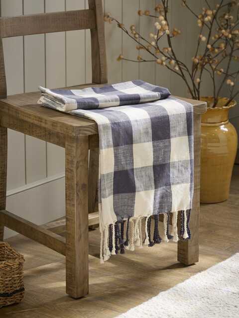 Gingham Indoor Outdoor Throw - Blue - image 1