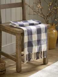 Gingham Indoor Outdoor Throw - Blue