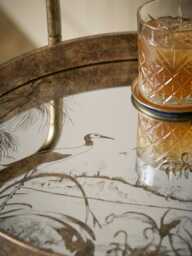 Round Antiqued Glass Drinks Trolley - thumbnail 4