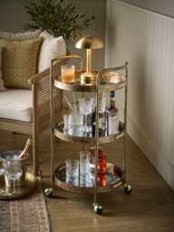 Round Antiqued Glass Drinks Trolley - thumbnail 1