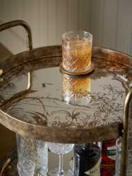 Round Antiqued Glass Drinks Trolley - thumbnail 2