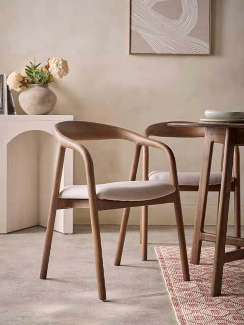 Walnut Upholstered Dining Chair - Set of 2 - image 1