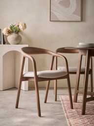 Walnut Upholstered Dining Chair - Set of 2 - thumbnail 1