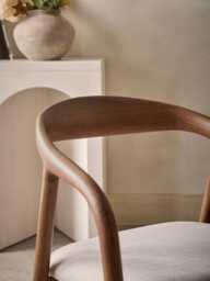 Walnut Upholstered Dining Chair - Set of 2 - thumbnail 3