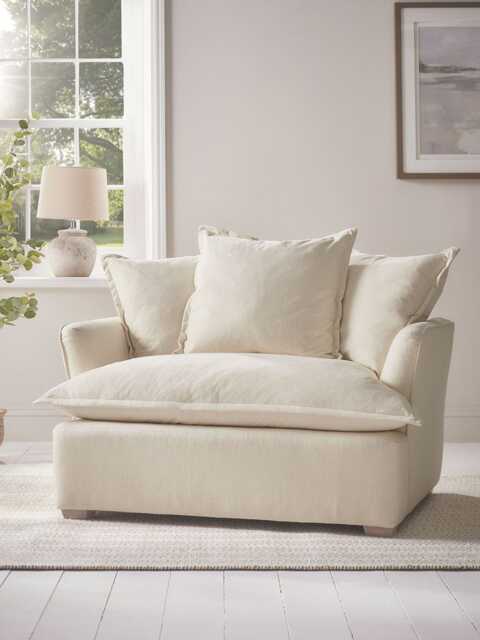 Umea Love Seat - Eucalyptus Wide Cotton Stripe - image 1