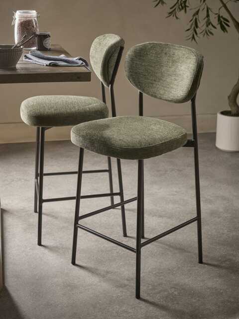 Two Boucle Counter Stools - Green - image 1
