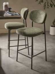 Two Boucle Counter Stools - Green - thumbnail 1