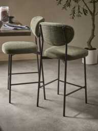 Two Boucle Counter Stools - Green - thumbnail 5