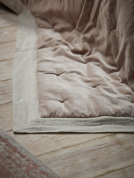 Reversible Velvet & Cotton Linen Kingsize Quilt - Putty - thumbnail 5