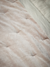 Reversible Velvet & Cotton Linen Kingsize Quilt - Putty - thumbnail 3